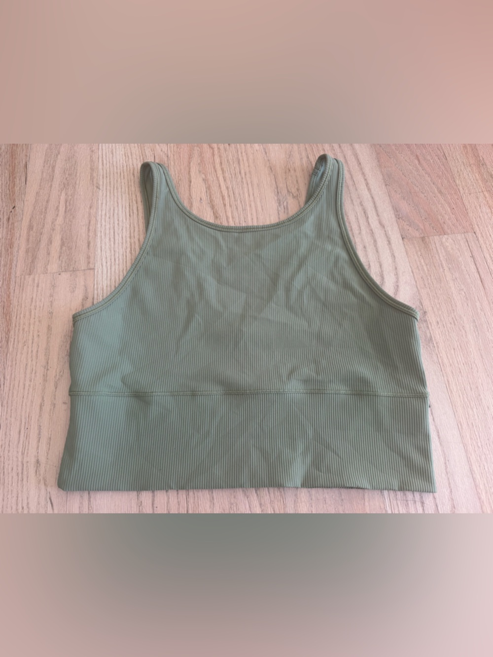 Lululemon Bronze Green Power Pivot Reversible Ribbed Tank Size 10 - Picture 3 of 5